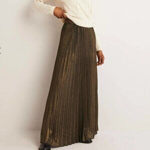 Boden Women’s Metallic Foil Pleated Georgette Maxi Skirt - Size 20
